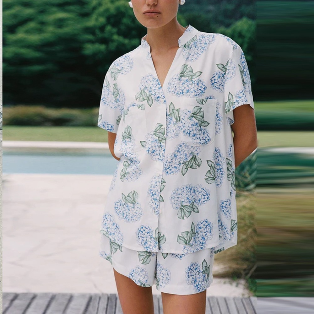 PIYAMA Maggie Pajama Set - Hydrangea Blue Size Small
